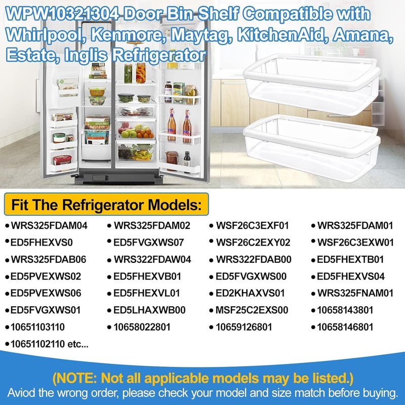 Alvar UPGRADED W10321304 WPW10321304 Refrigerator Door Shelf Bin Compatible with Whirlpool Refrigerator Door Shelf Parts WRS325FDAM04 PS11752778 AP6019471 2179574 2179575 Whirlpool Fridge Door Shelves - Image 5